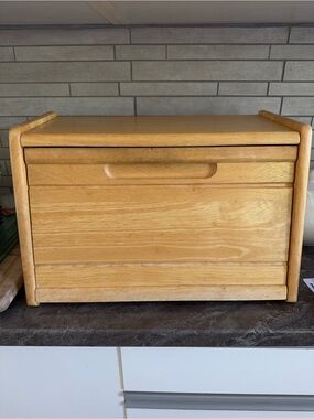 Solid Wood Drop Front Bread Box Kitchen Counter Storage